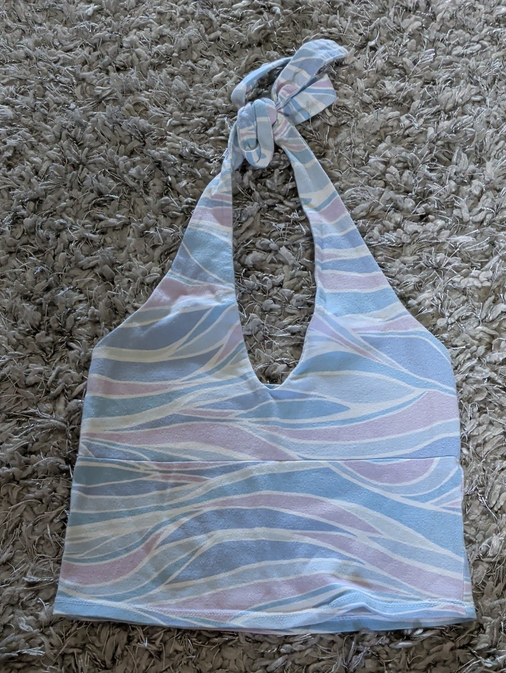 Hollister Pastel Halter Crop Top - Blue Pink Cream